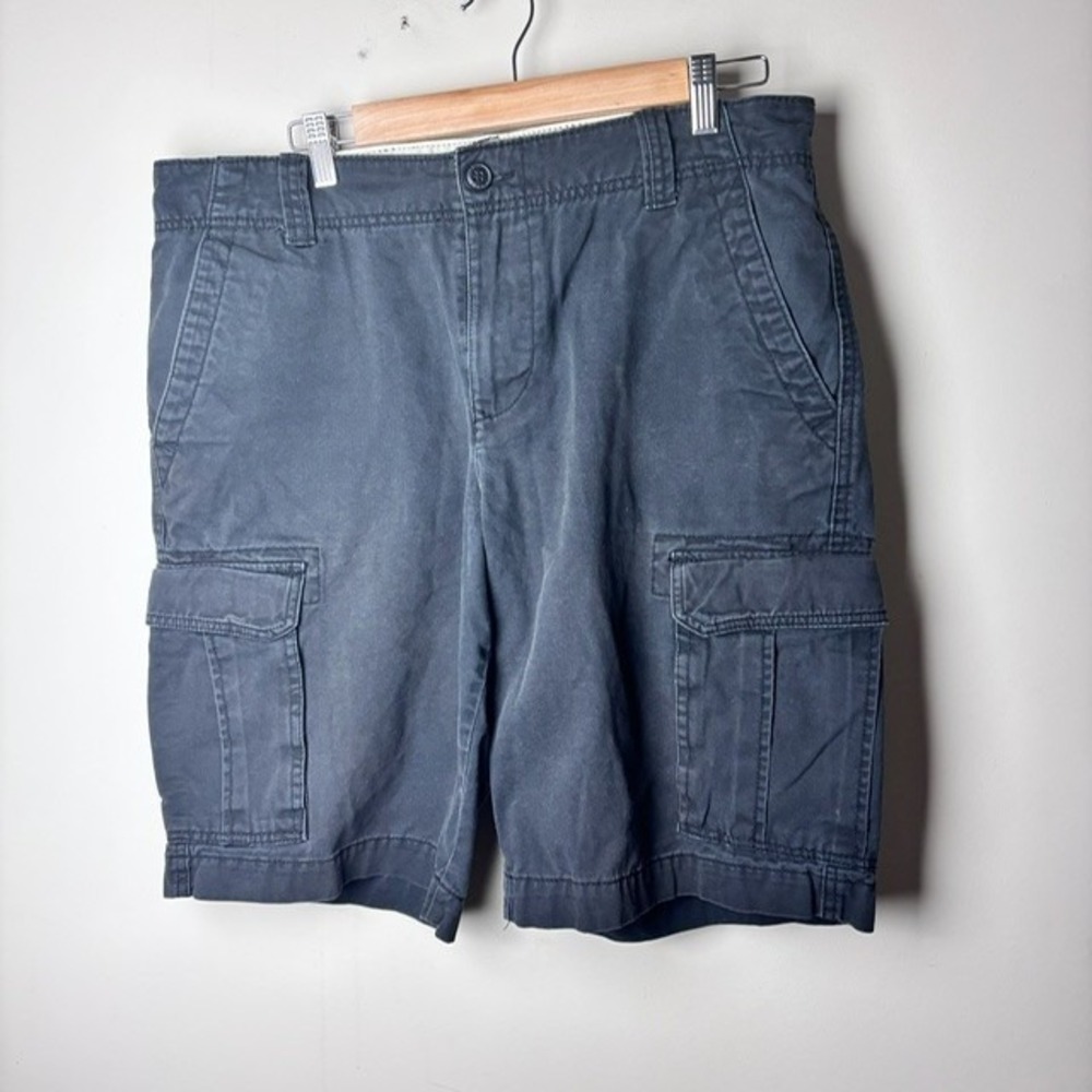 Mens 34 Roebuck And Co. Cargo Shorts Navy Blue Denim‎ Regular Streetwear Outdoor